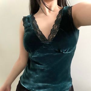 Dark Green Velvet Top